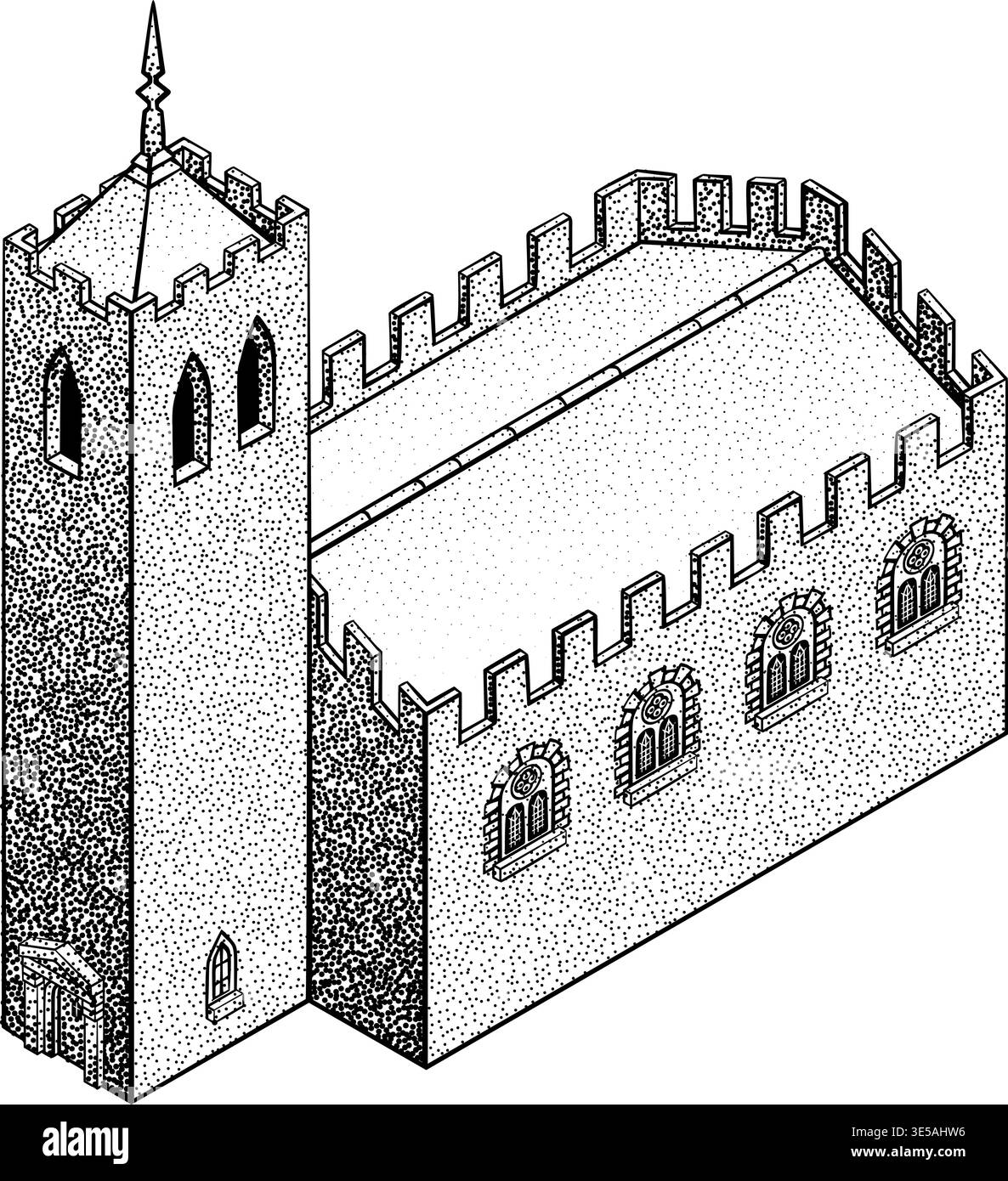 Carte du bâtiment médiéval icône Illustration ancienne Illustration de Vecteur