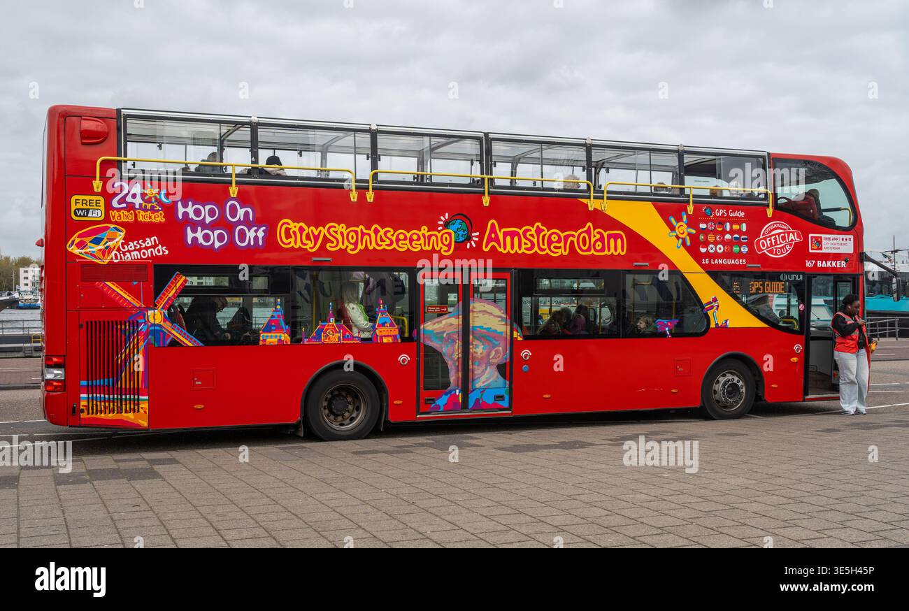 Amsterdam, pays-Bas, 31.03.2026, City Sightseeing Amsterdam Hop on Hop Off bus Banque D'Images