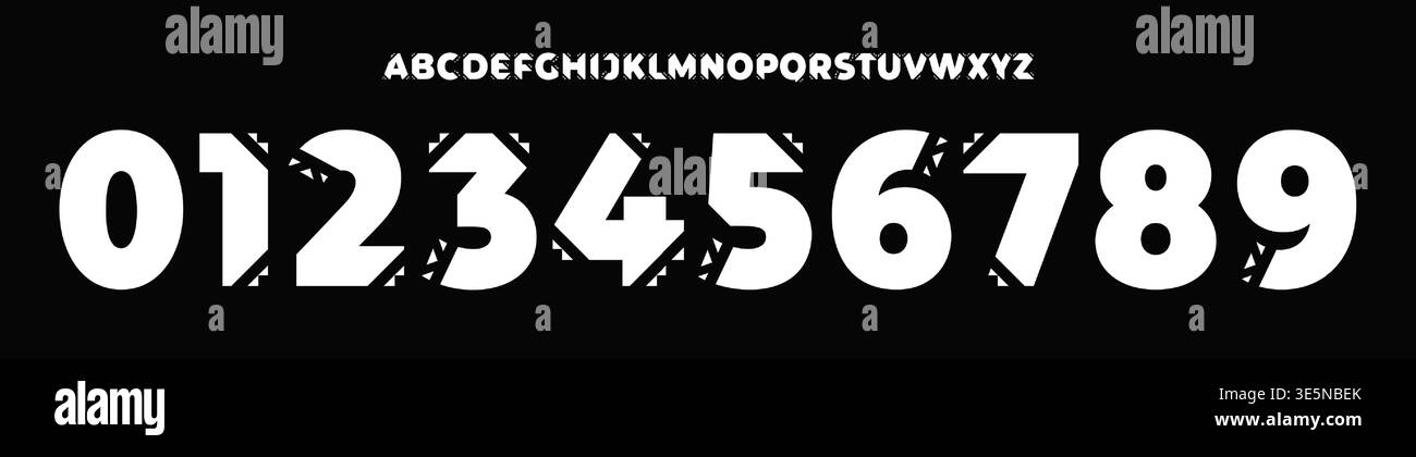 Ensemble de chiffres et de lettres tribaux en gras, alphabet géométrique africain de police sur fond noir. Typographie urbaine Afrique pour affiche, logo, branding, label Illustration de Vecteur