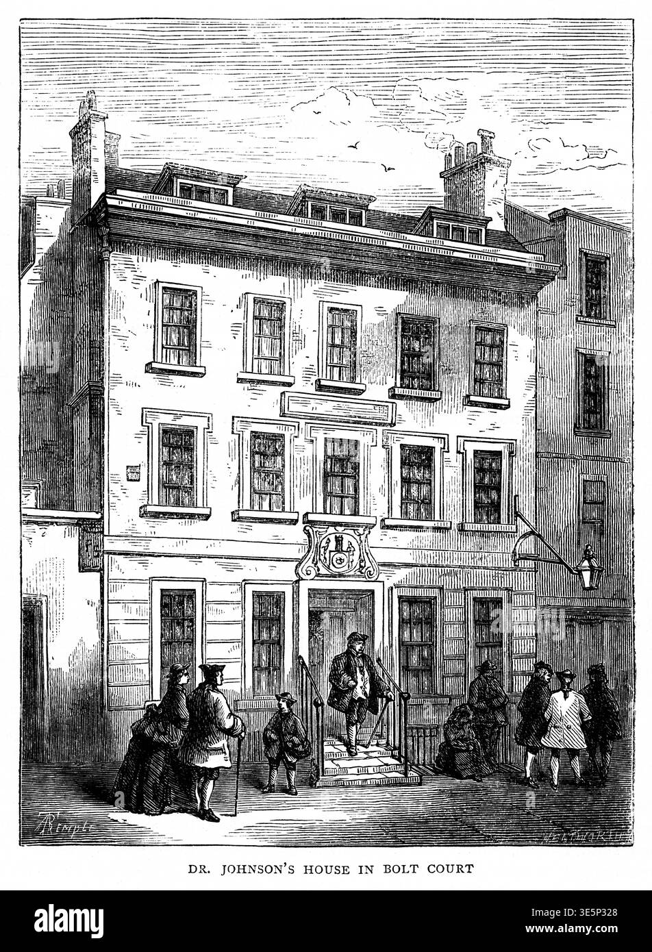 La maison de Dr.Johnson à Bolt court. No 8 Bolt court fut la résidence de Samuel Johnson (1709-1784) pendant les huit dernières années de sa vie, jusqu’à sa mort en 1784. sa maison a été démolie au xixe siècle. Banque D'Images