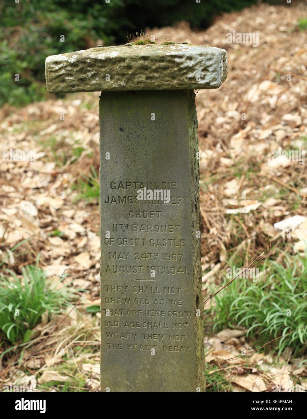 Tombe du capitaine Sir James Herbert Croft dans le domaine du château de Croft, Yarpole, Herefordshire, Royaume-Uni. Banque D'Images