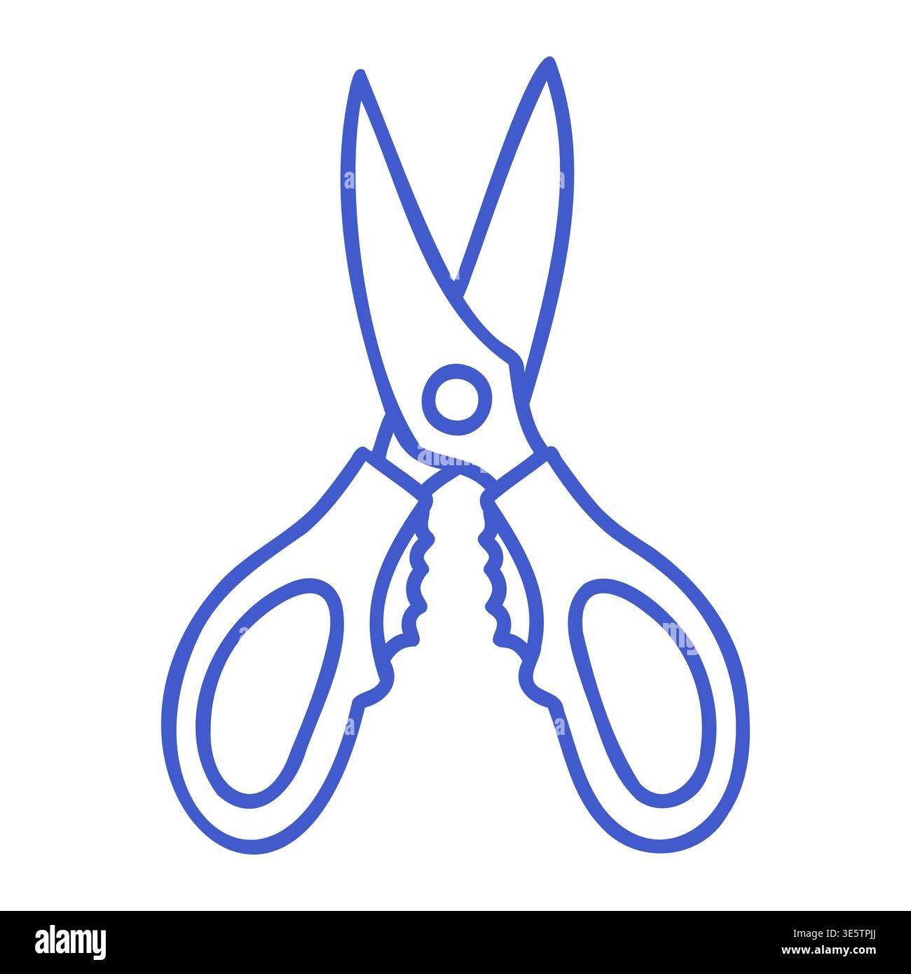 Ciseaux de cuisine dans le style d'icône de contour. Icône dessinée à la main. Illustration isolée du vecteur de contour. Illustration de Vecteur