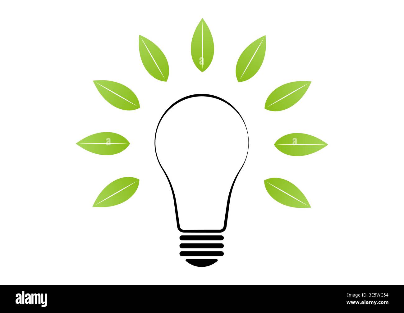 Ampoule avec feuille verte. Symbole du logo Economie d'énergie. Énergie verte ou énergie renouvelable. Concept écologique. Illustration de Vecteur
