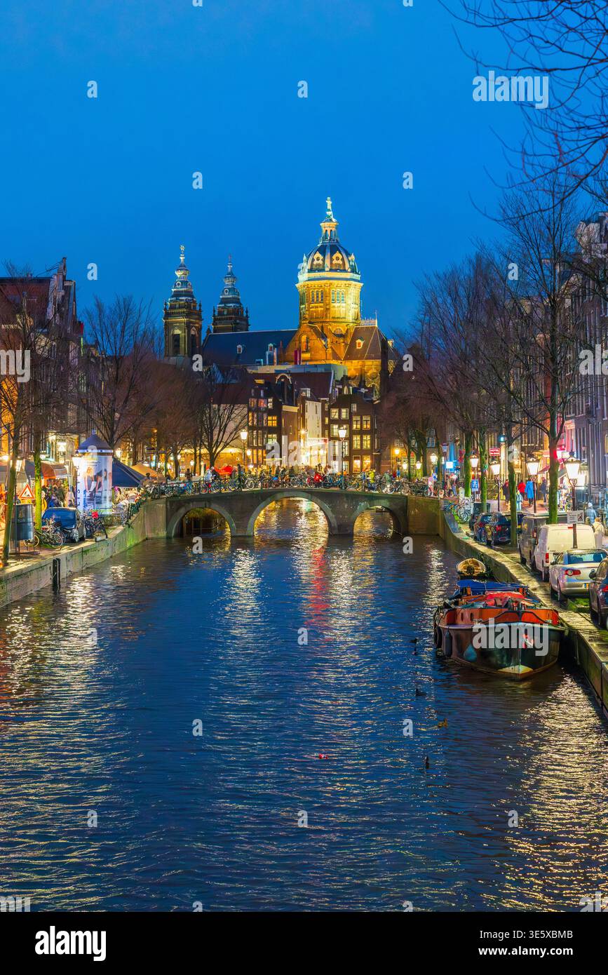 Nuit de Noël à Amsterdam, pays-Bas, Europe Banque D'Images