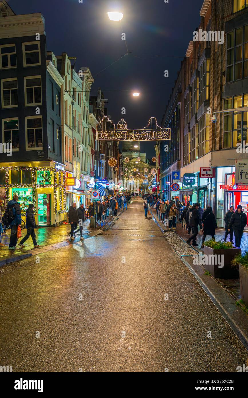 Nuit de Noël à Amsterdam, pays-Bas, Europe Banque D'Images