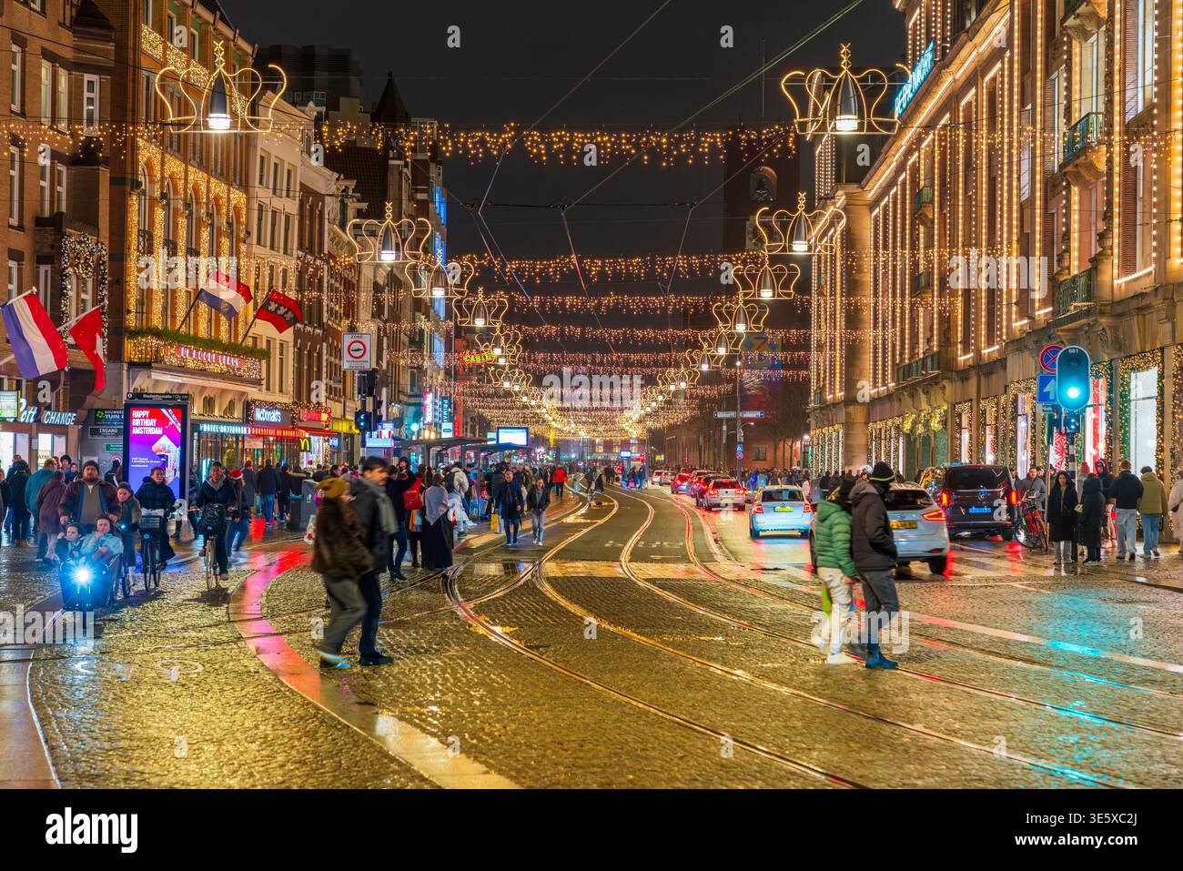 Nuit de Noël à Amsterdam, pays-Bas, Europe Banque D'Images