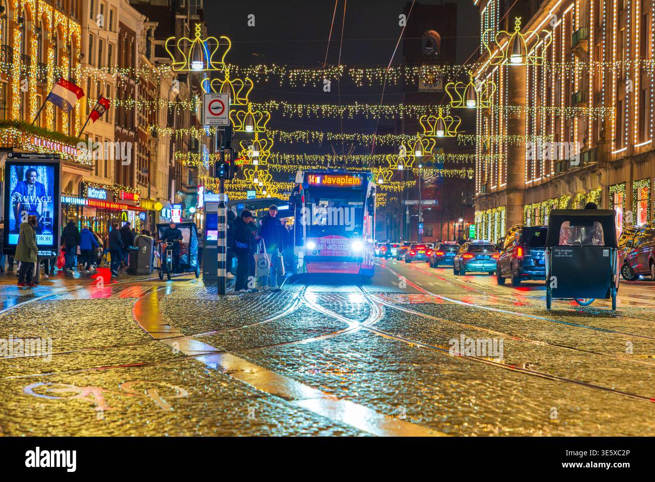 Nuit de Noël à Amsterdam, pays-Bas, Europe Banque D'Images