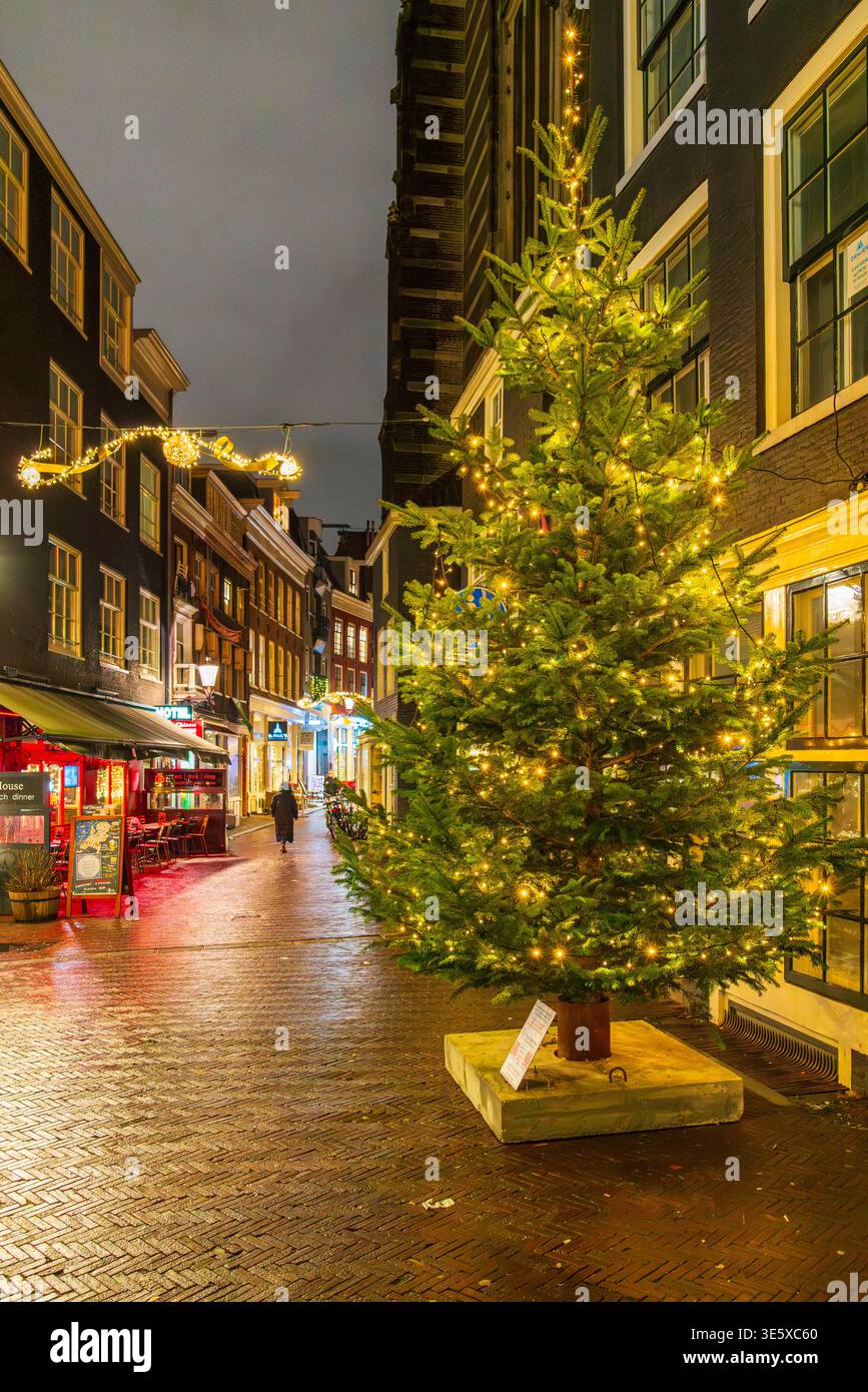 Nuit de Noël à Amsterdam, pays-Bas, Europe Banque D'Images