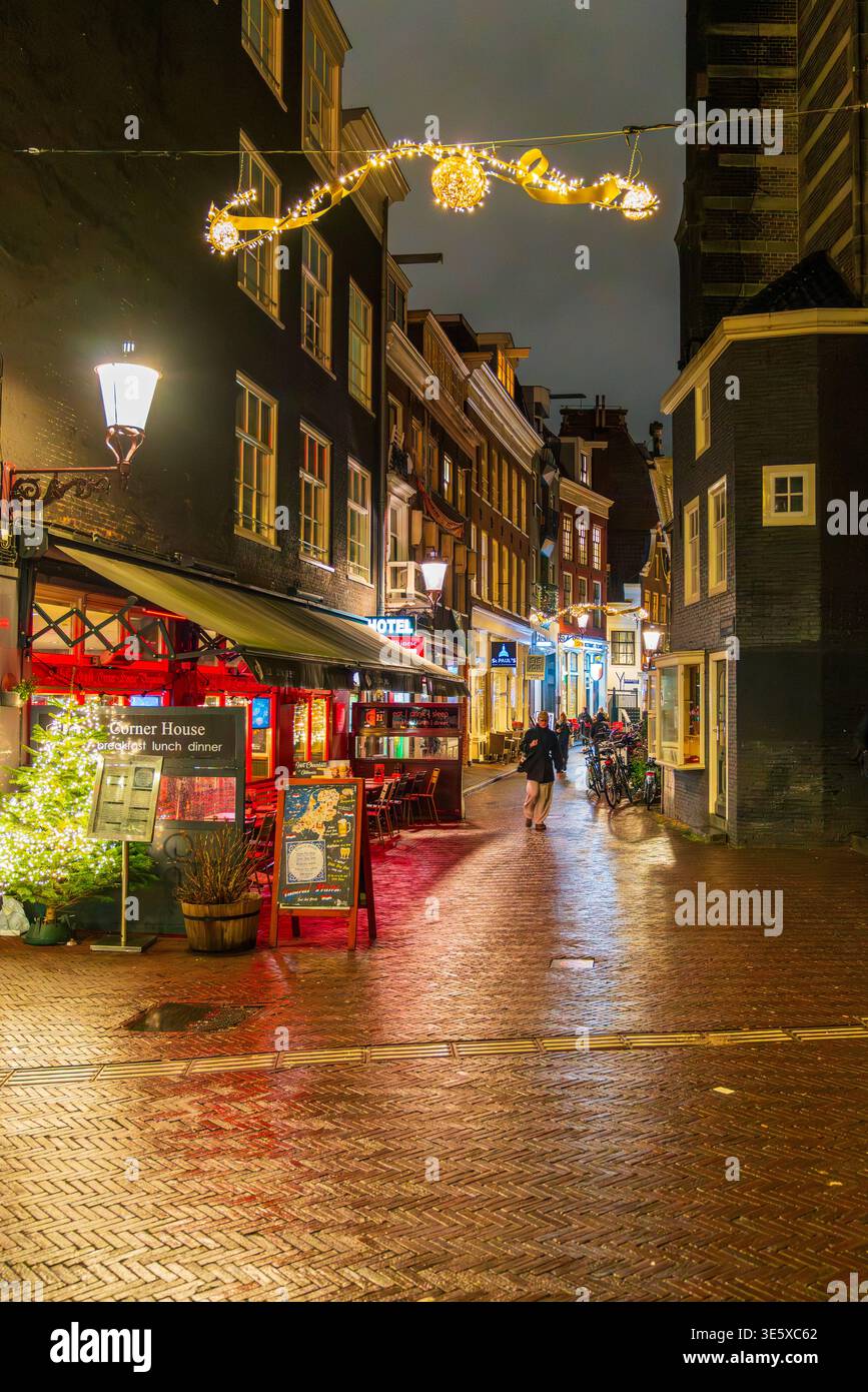 Nuit de Noël à Amsterdam, pays-Bas, Europe Banque D'Images