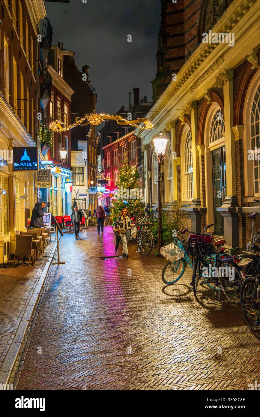 Nuit de Noël à Amsterdam, pays-Bas, Europe Banque D'Images