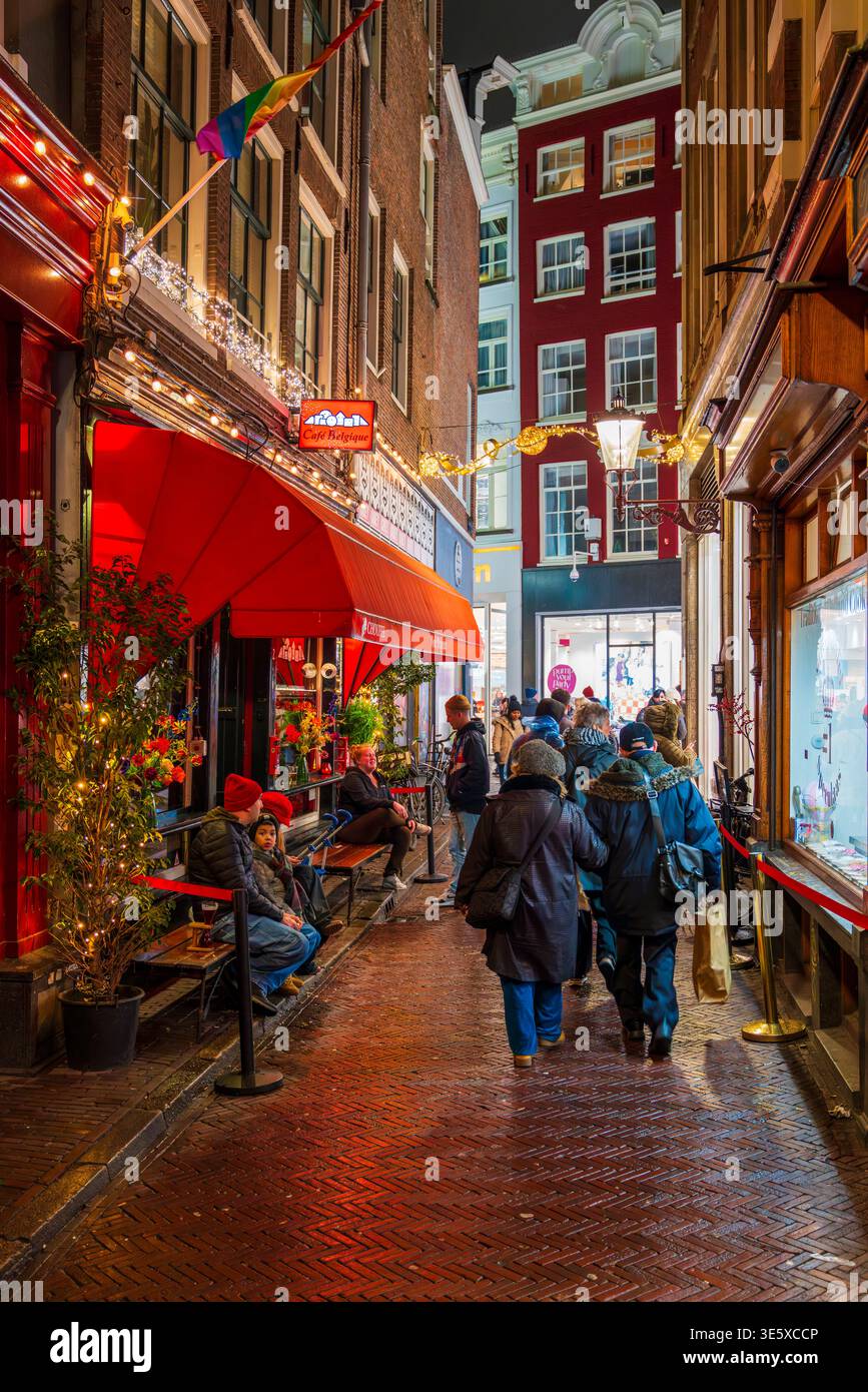 Nuit de Noël à Amsterdam, pays-Bas, Europe Banque D'Images