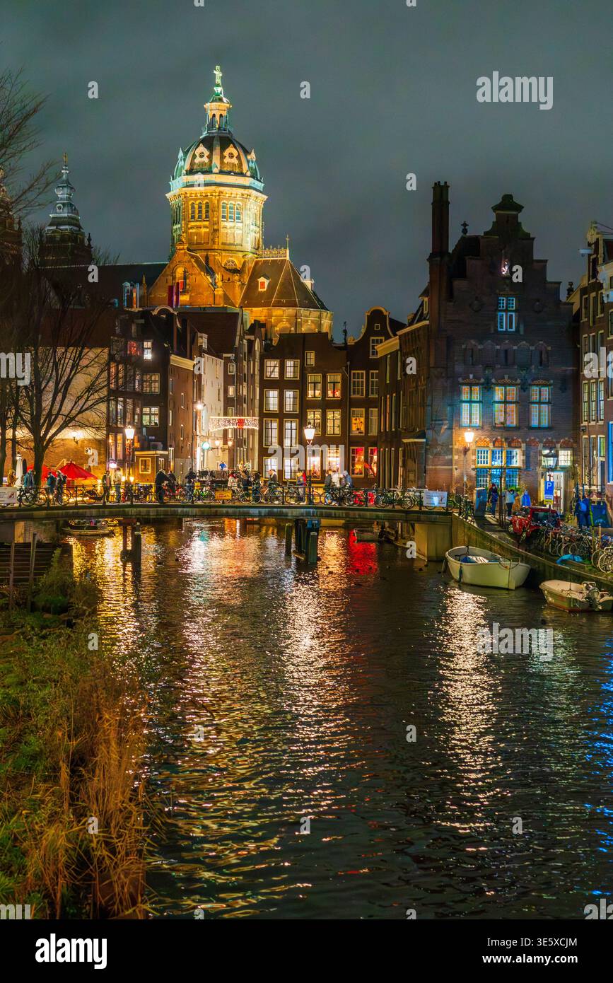 Nuit de Noël à Amsterdam, pays-Bas, Europe Banque D'Images