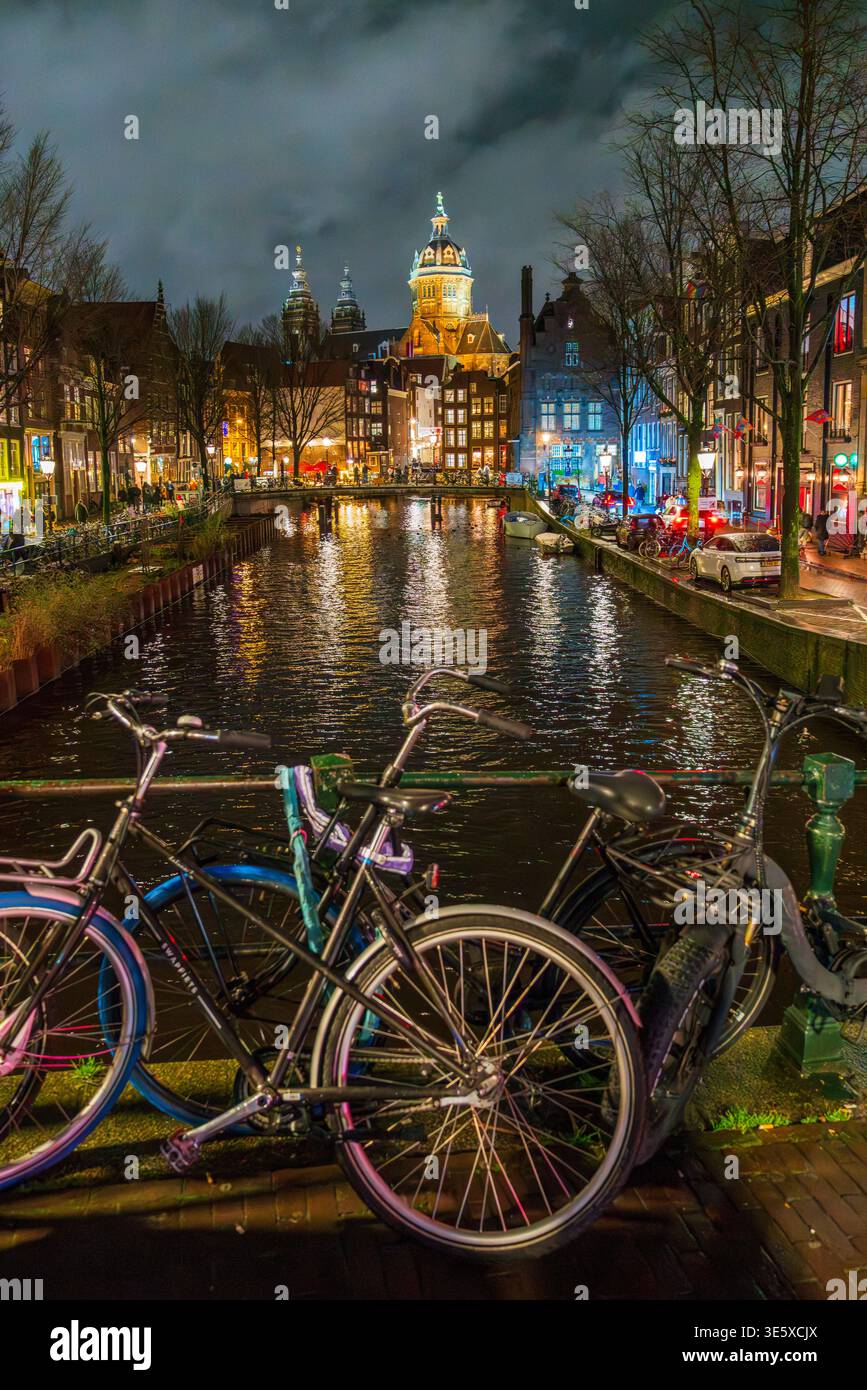 Nuit de Noël à Amsterdam, pays-Bas, Europe Banque D'Images