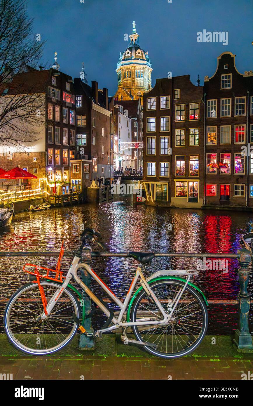 Nuit de Noël à Amsterdam, pays-Bas, Europe Banque D'Images