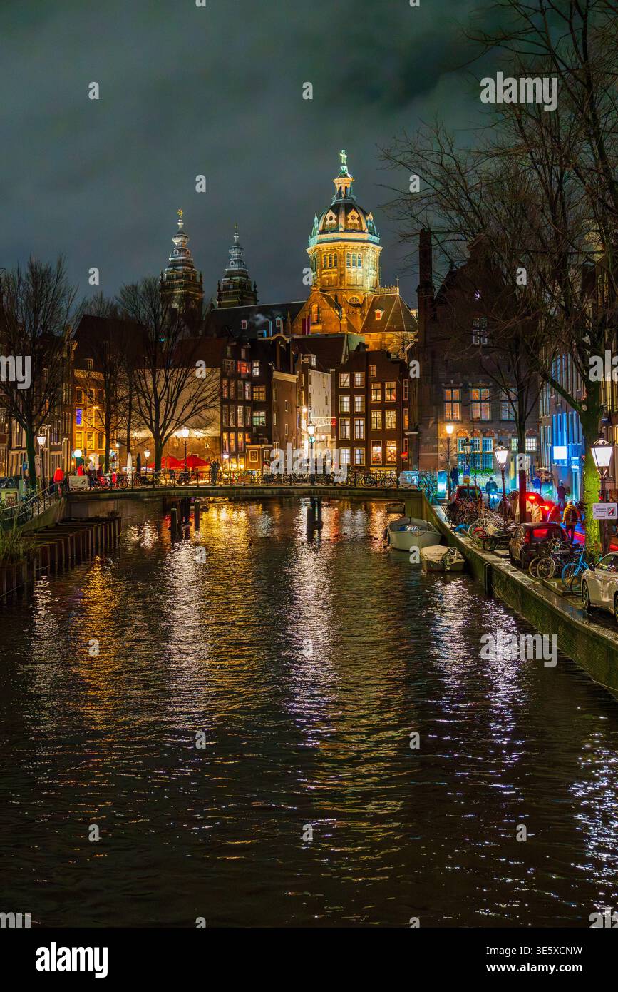 Nuit de Noël à Amsterdam, pays-Bas, Europe Banque D'Images