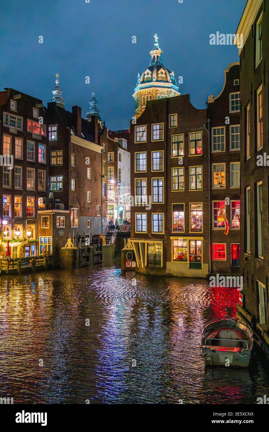 Nuit de Noël à Amsterdam, pays-Bas, Europe Banque D'Images