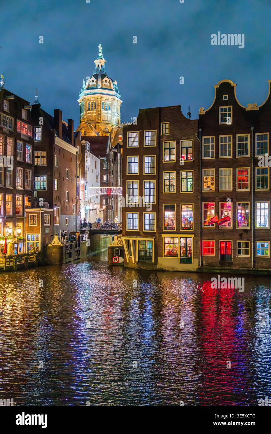 Nuit de Noël à Amsterdam, pays-Bas, Europe Banque D'Images