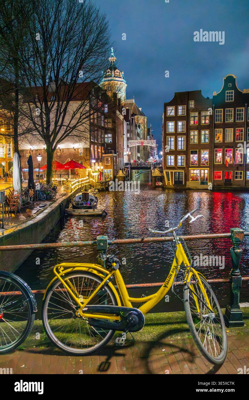 Nuit de Noël à Amsterdam, pays-Bas, Europe Banque D'Images