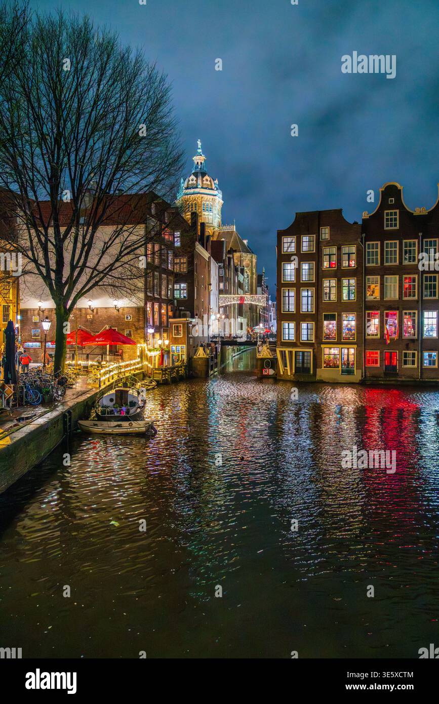 Nuit de Noël à Amsterdam, pays-Bas, Europe Banque D'Images