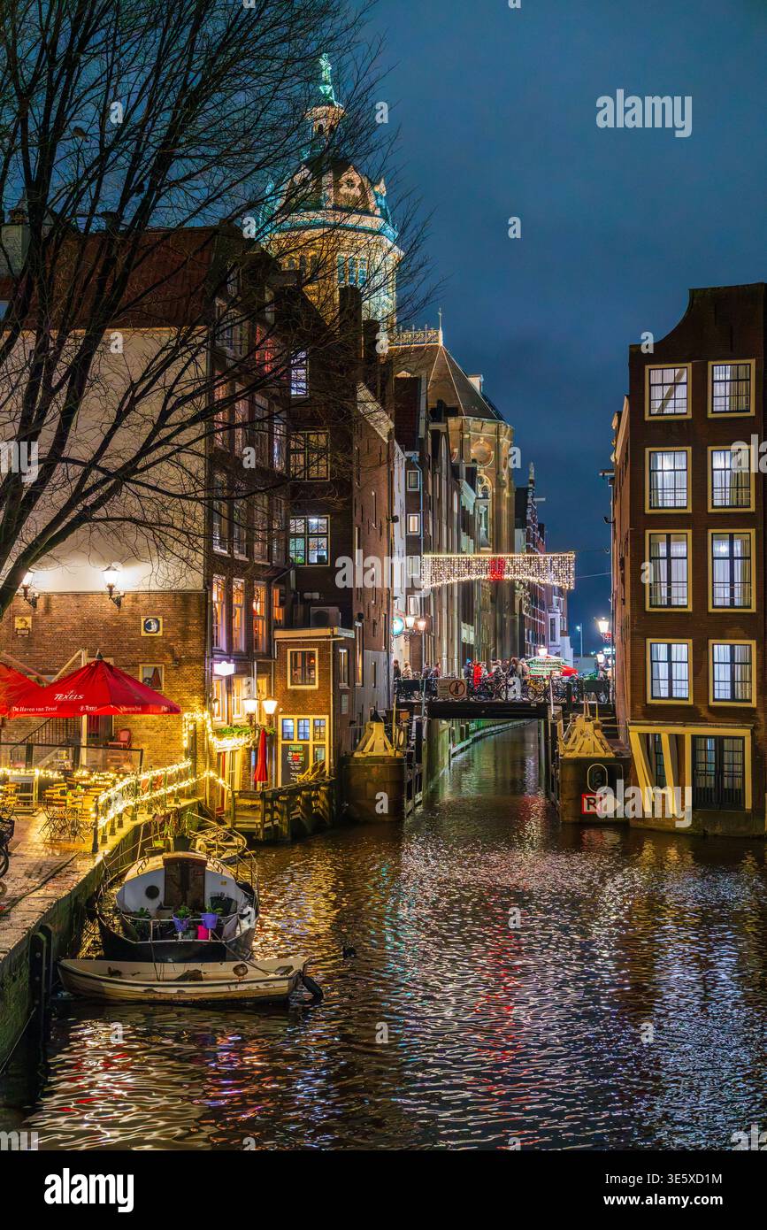 Nuit de Noël à Amsterdam, pays-Bas, Europe Banque D'Images