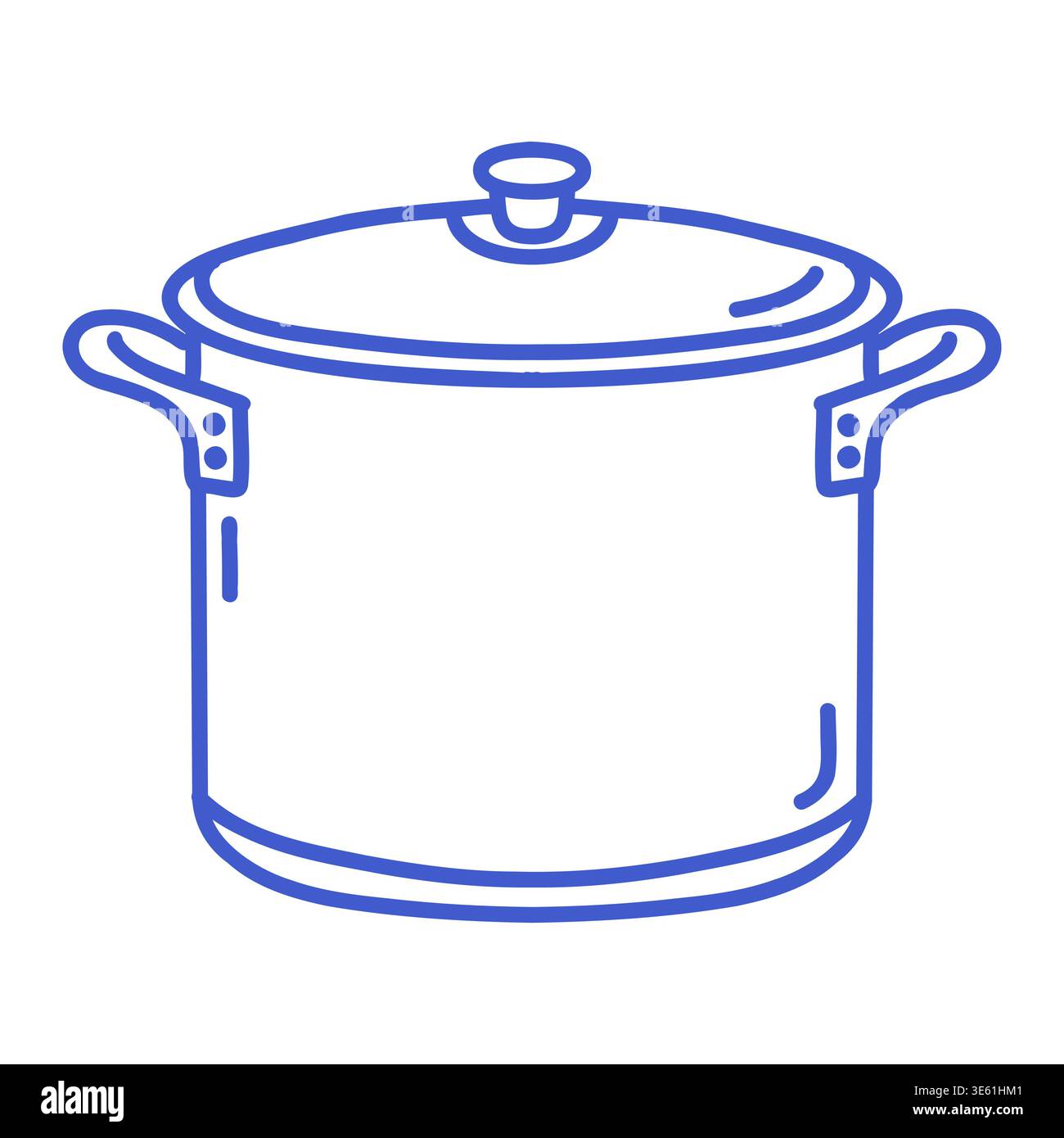 Casserole de cuisson avec couvercle dans le style d'icône vectorielle linéaire. Icône dessinée à la main. Illustration isolée du vecteur de contour. Illustration de Vecteur