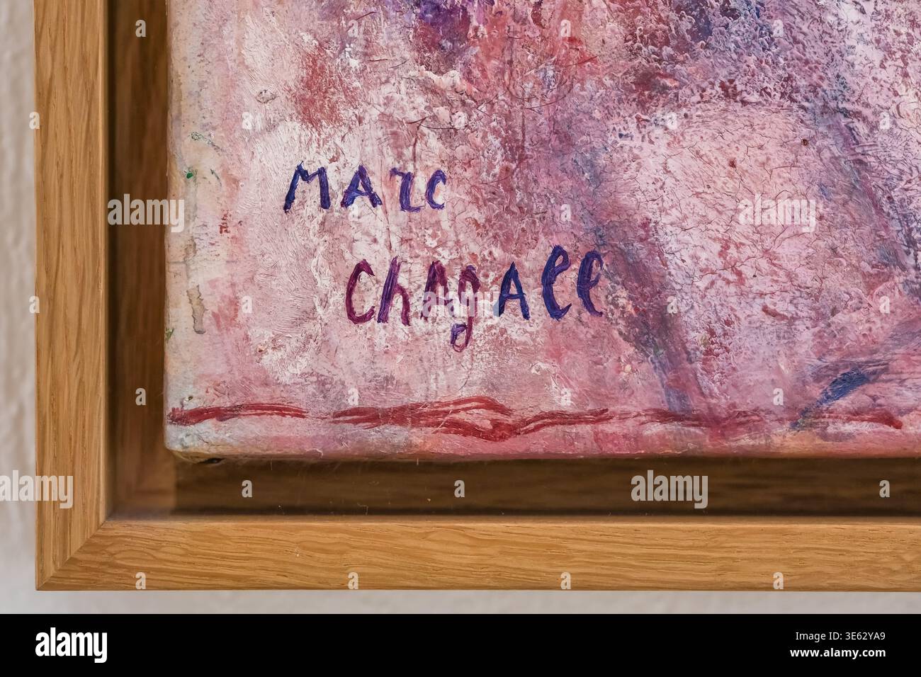 Gros plan de Marc Chagall signature sur toile de peinture à l'huile Banque D'Images
