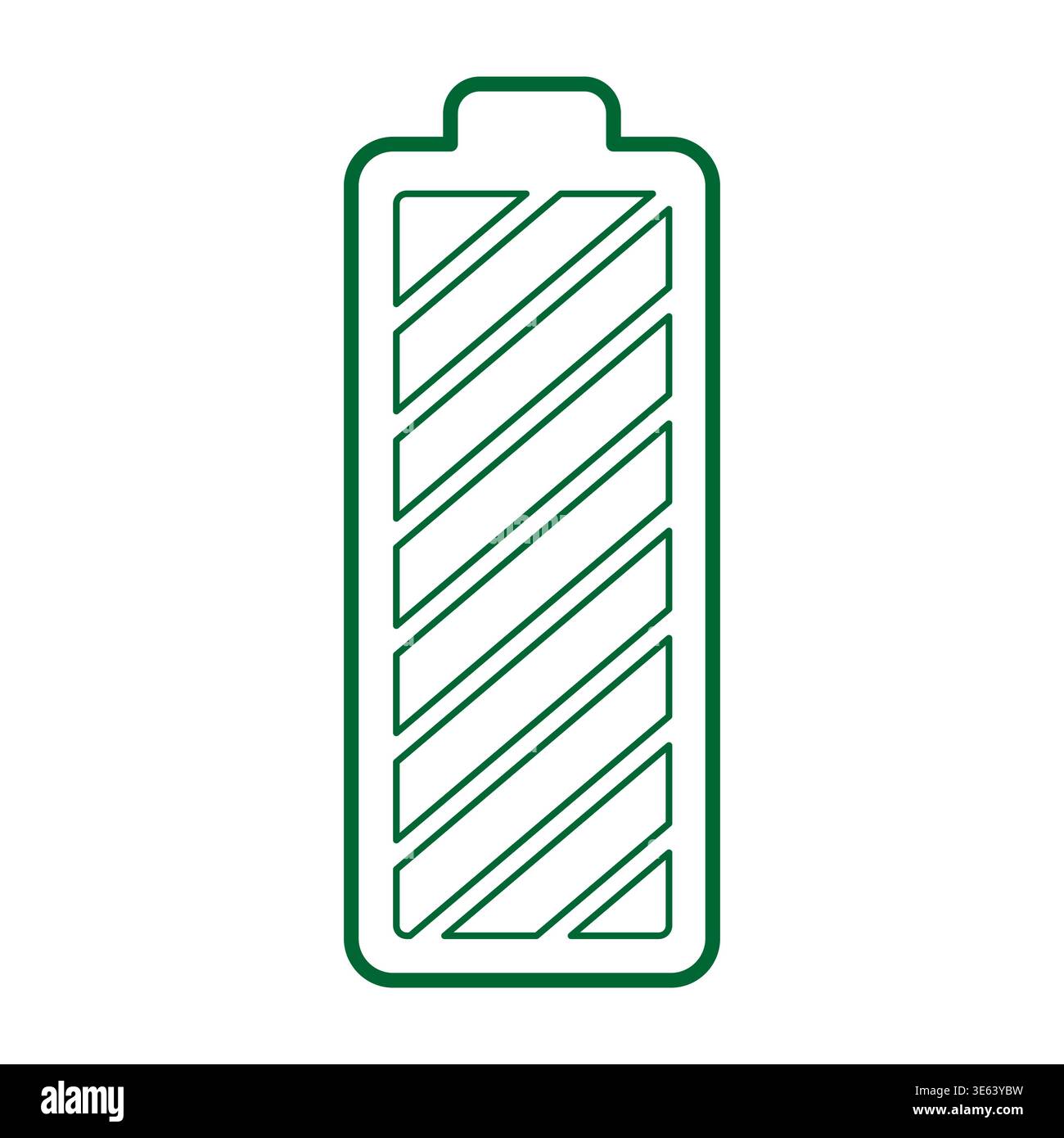 Icône de batterie verte. Symbole d'énergie écologique. Vecteur de niveau de puissance. Panneau de charge de contour. Vecteur manuel uniquement. Aucun tracé automatique utilisé. Illustration de Vecteur