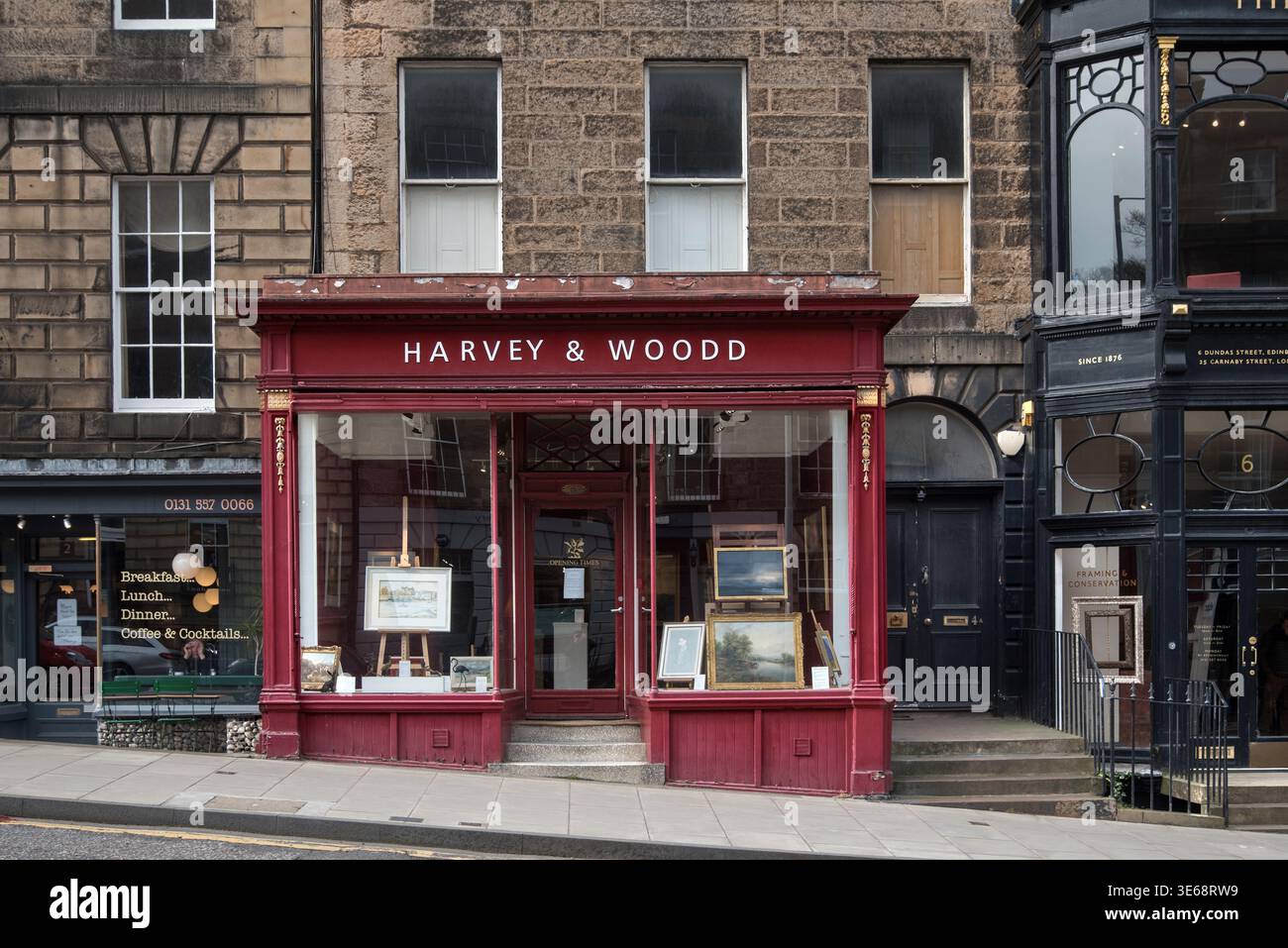 Galerie d'art Harvey & Woodd sur Dundas Street dans la nouvelle ville géorgienne d'Édimbourg. Banque D'Images