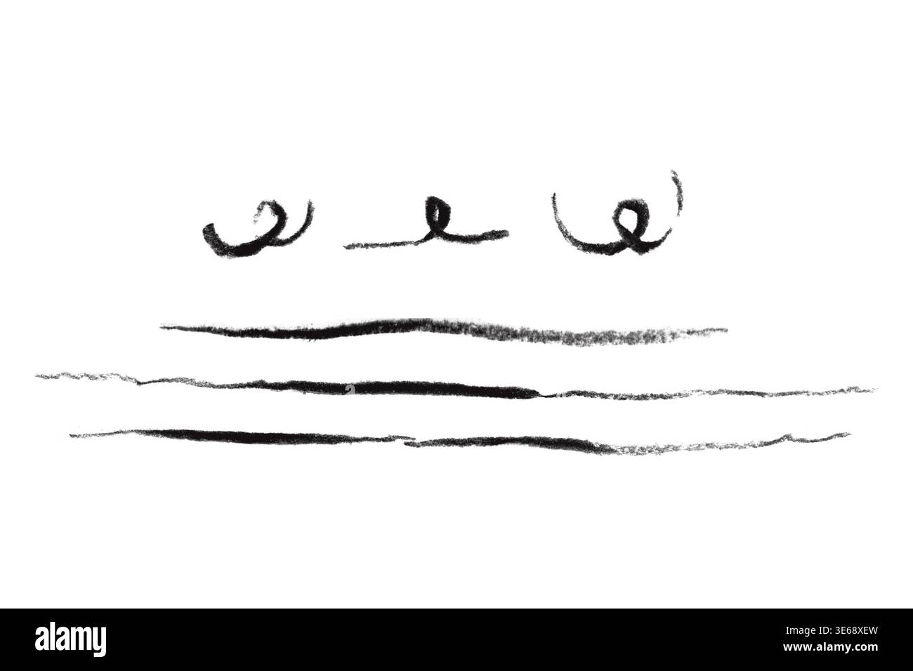 Clipart de lignes décoratives dessinées à la main, séparateurs de charbon, design boho minimal PNG Banque D'Images
