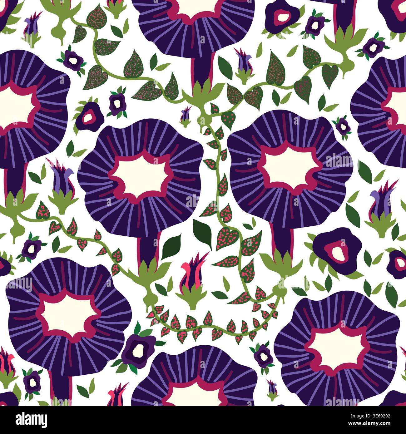 Fleurs d'ibiscus avec pétales et feuilles motif sans couture Illustration de Vecteur