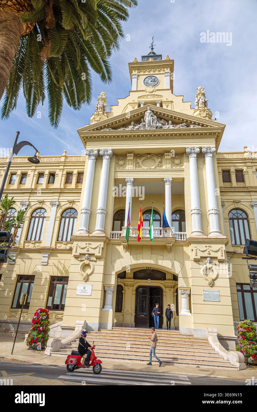 Malaga Espagne,Andalousie,Centro Historico Antiguo de Malaga,Centre historique,Ayuntamiento de Malaga Hôtel de ville de Malaga,bâtiment du gouvernement civique NEO Banque D'Images