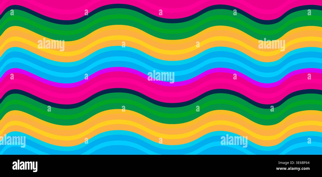 Les lignes ondulées colorées créent une illustration vectorielle vibrante avec des motifs de mouvement fluides pour un design graphique moderne et des arrière-plans artistiques. Illustration de Vecteur