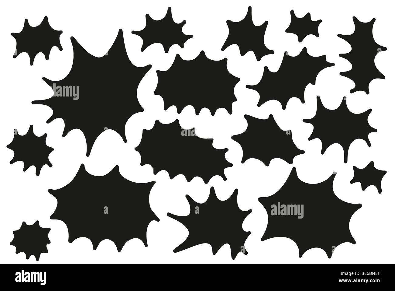 Collection de badges vectoriels Doodle. Ensemble d'autocollants noirs dentelés. Cadres naïfs abstraits funky Illustration de Vecteur