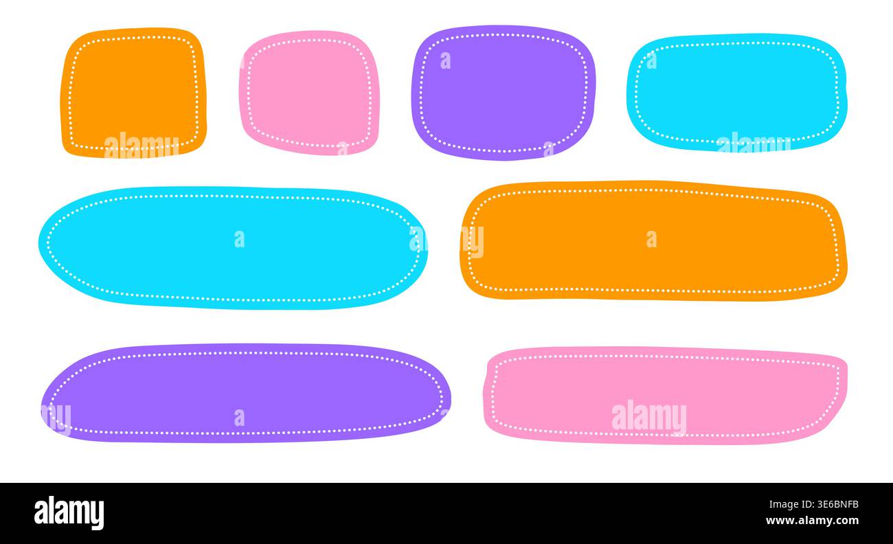 Collection de cadres de style Doodle. Ensemble d'éléments de zone de texte. Bulles vides pour les citations Illustration de Vecteur