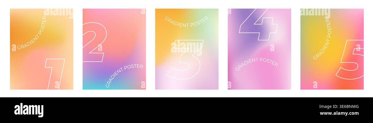 Bel ensemble de couverture de couleur liquide. Collection de posters de gradient liquide à la mode Illustration de Vecteur