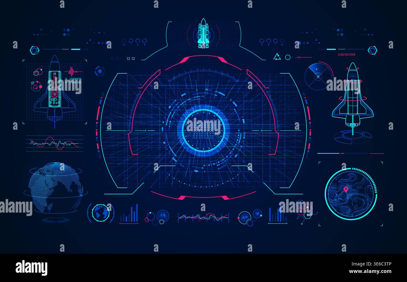 graphique de l'interface de la navette spatiale avec élément de technologie numérique Illustration de Vecteur