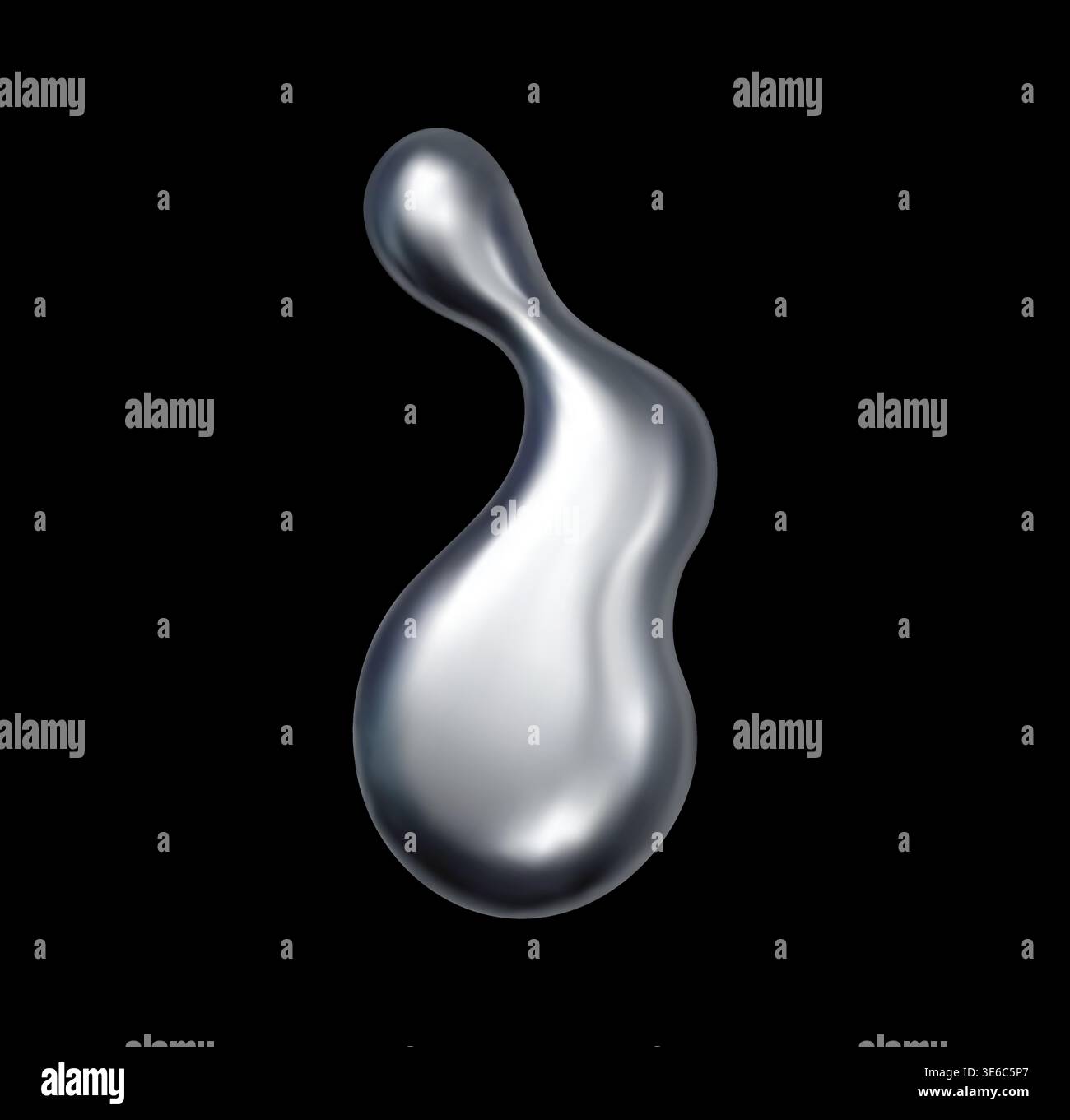 goutte et forme en métal chromé liquide 3d pour la mode Illustration de Vecteur
