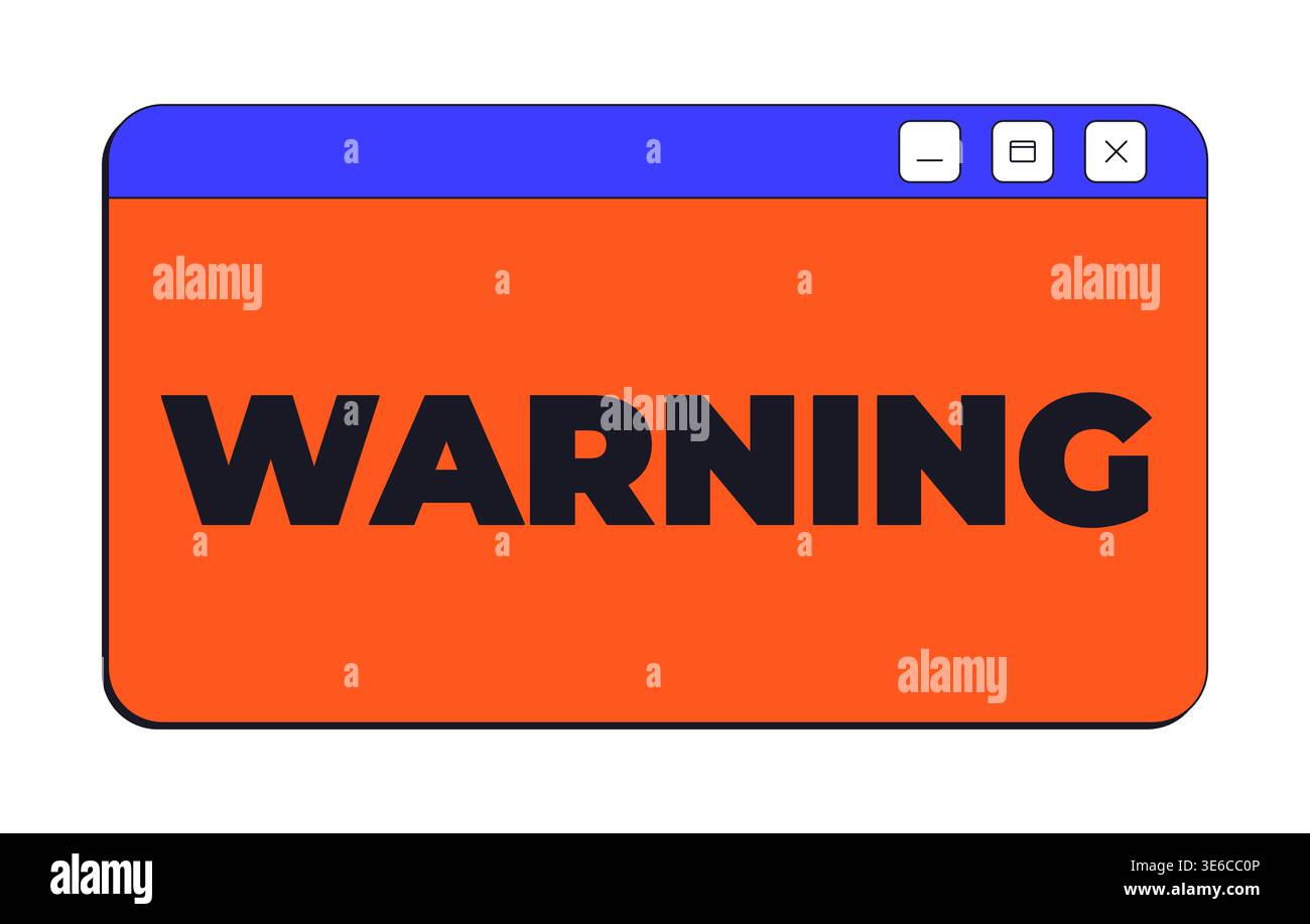 Avertissement alerte NEO brutalism fenêtre contextuelle de l'interface utilisateur Illustration de Vecteur