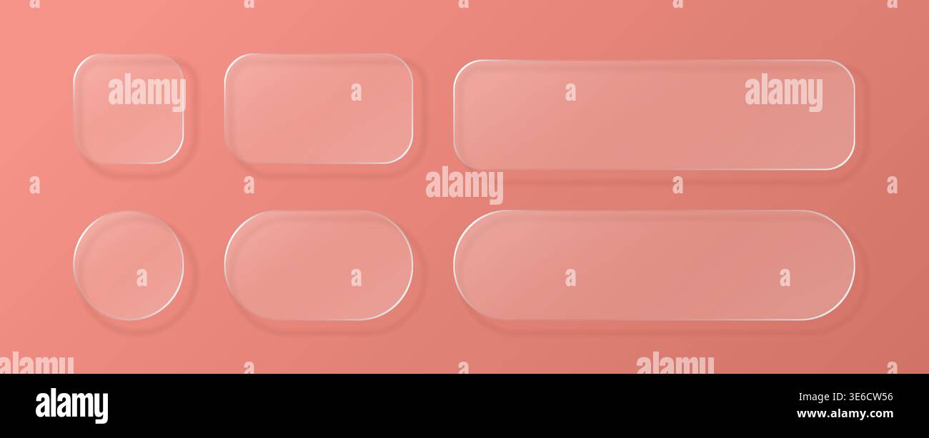 Formes de cadre en verre transparent définies sur fond rouge. Illustration vectorielle Illustration de Vecteur
