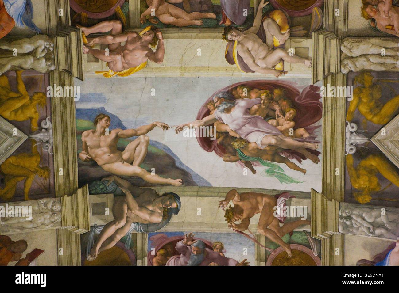 Plafond de la chapelle Sixtine, Musées du Vatican, Cité du Vatican, Rome, Italie Banque D'Images