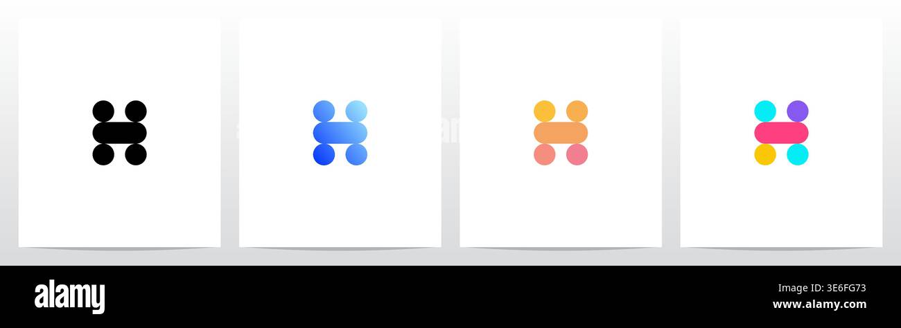 Cercle et capsule forme lettre colorée logo Design H Illustration de Vecteur
