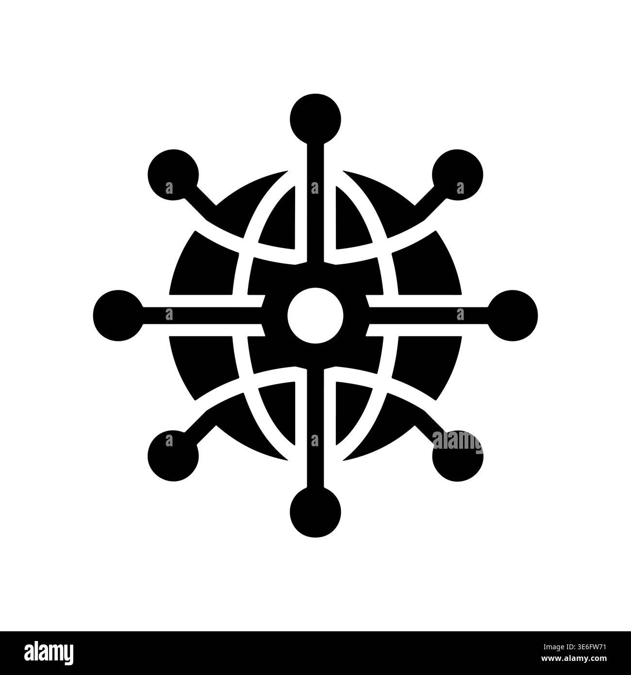 Illustration minimaliste du nœud de connexion réseau global en noir et blanc Illustration de Vecteur