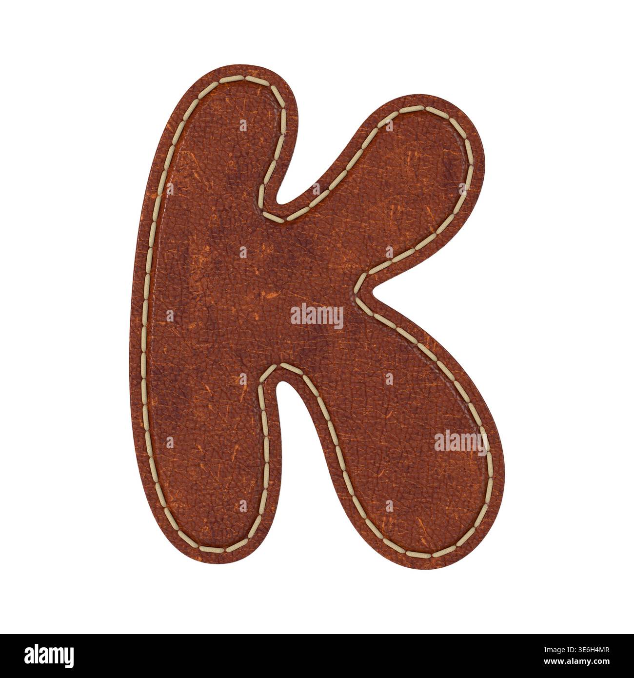 Lettre K en cuir sur fond blanc. Illustration 3D isolée Banque D'Images