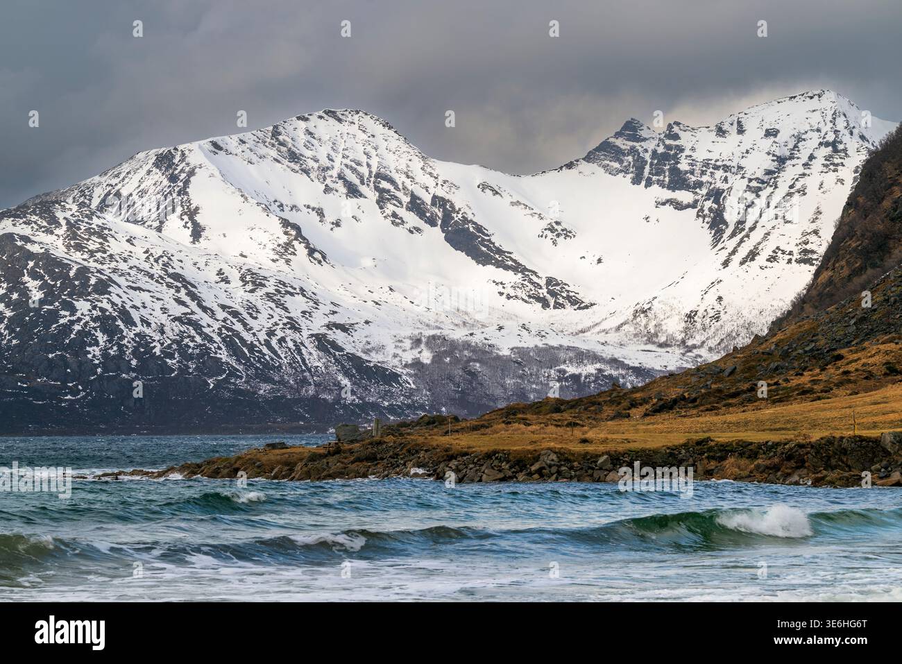 Grotfjord Beach, Kvaloya, Troms, Norvège Banque D'Images