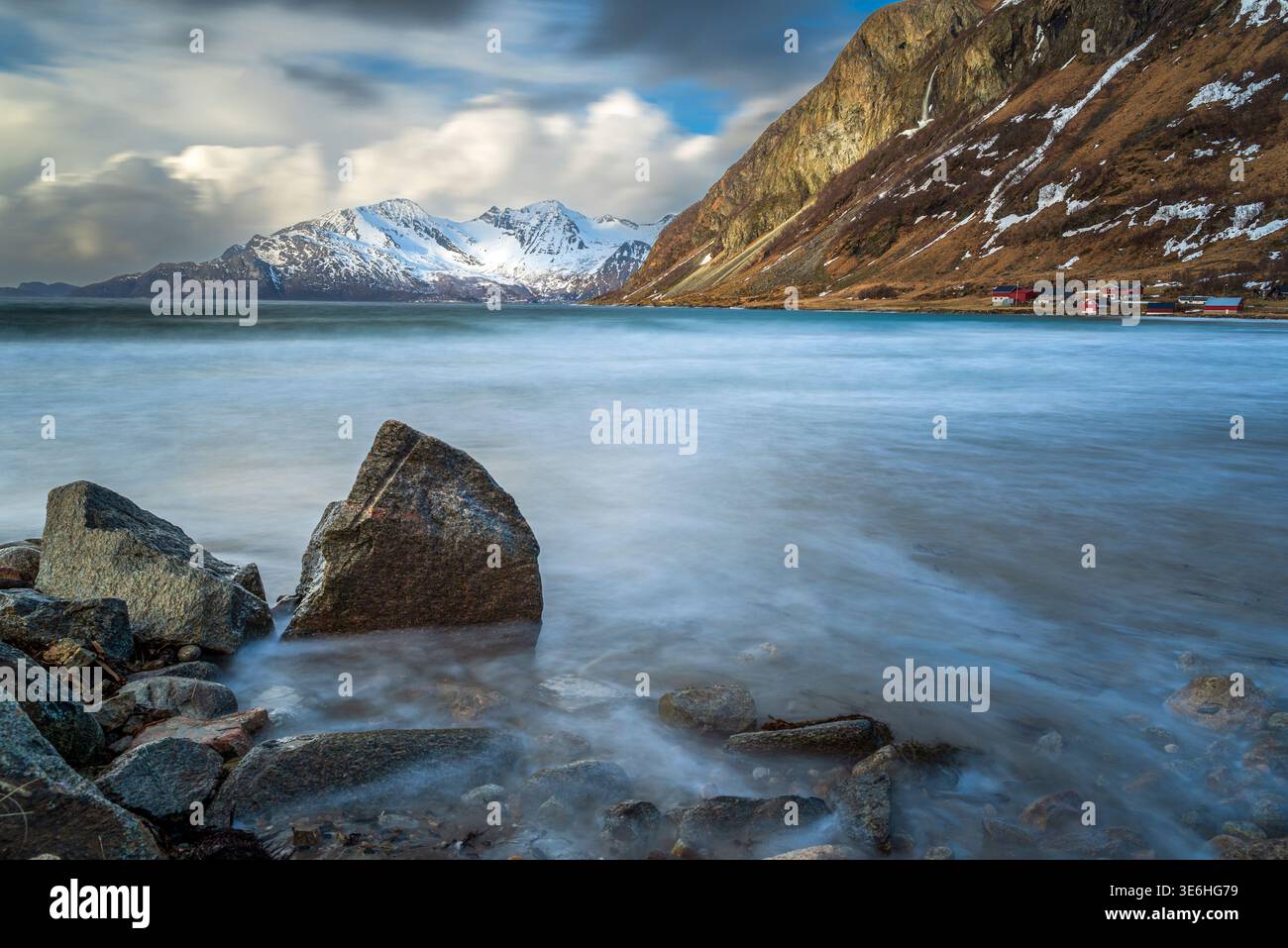 Grotfjord Beach, Kvaloya, Troms, Norvège Banque D'Images