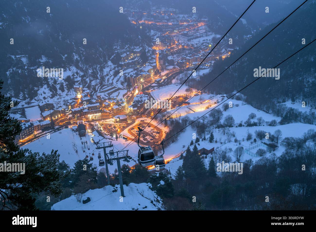Vue hivernale d'Arinsal, la Massana, Andorre Banque D'Images