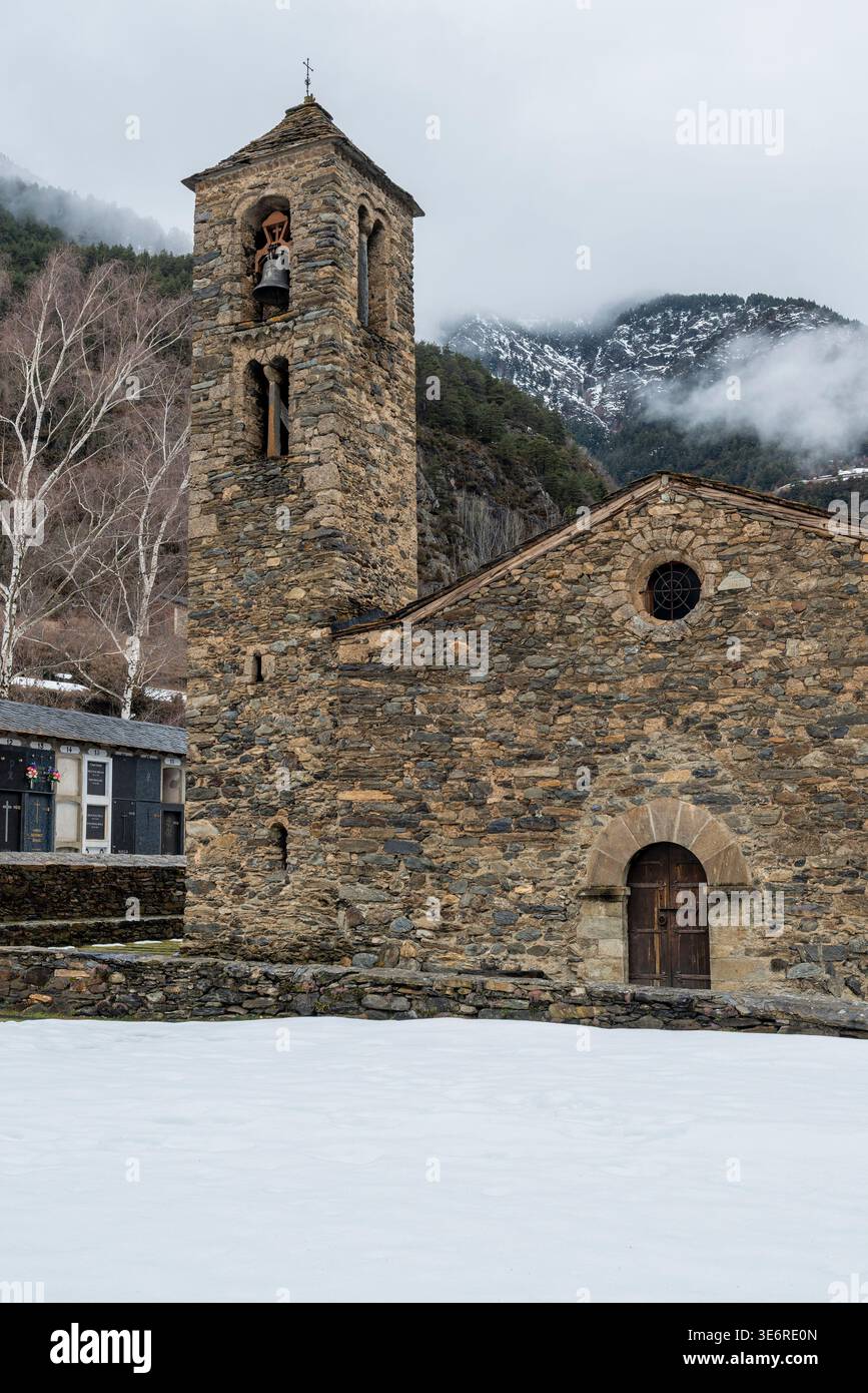 Église romane Sant Marti de la Cortinada, la Cortinada, Ordino, Andorre Banque D'Images
