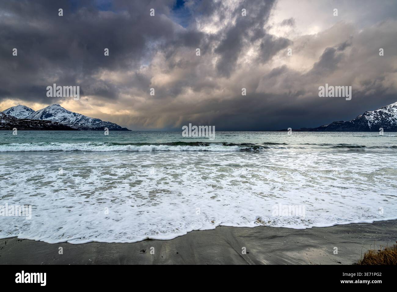 Grotfjord Beach, Kvaloya, Troms, Norvège Banque D'Images