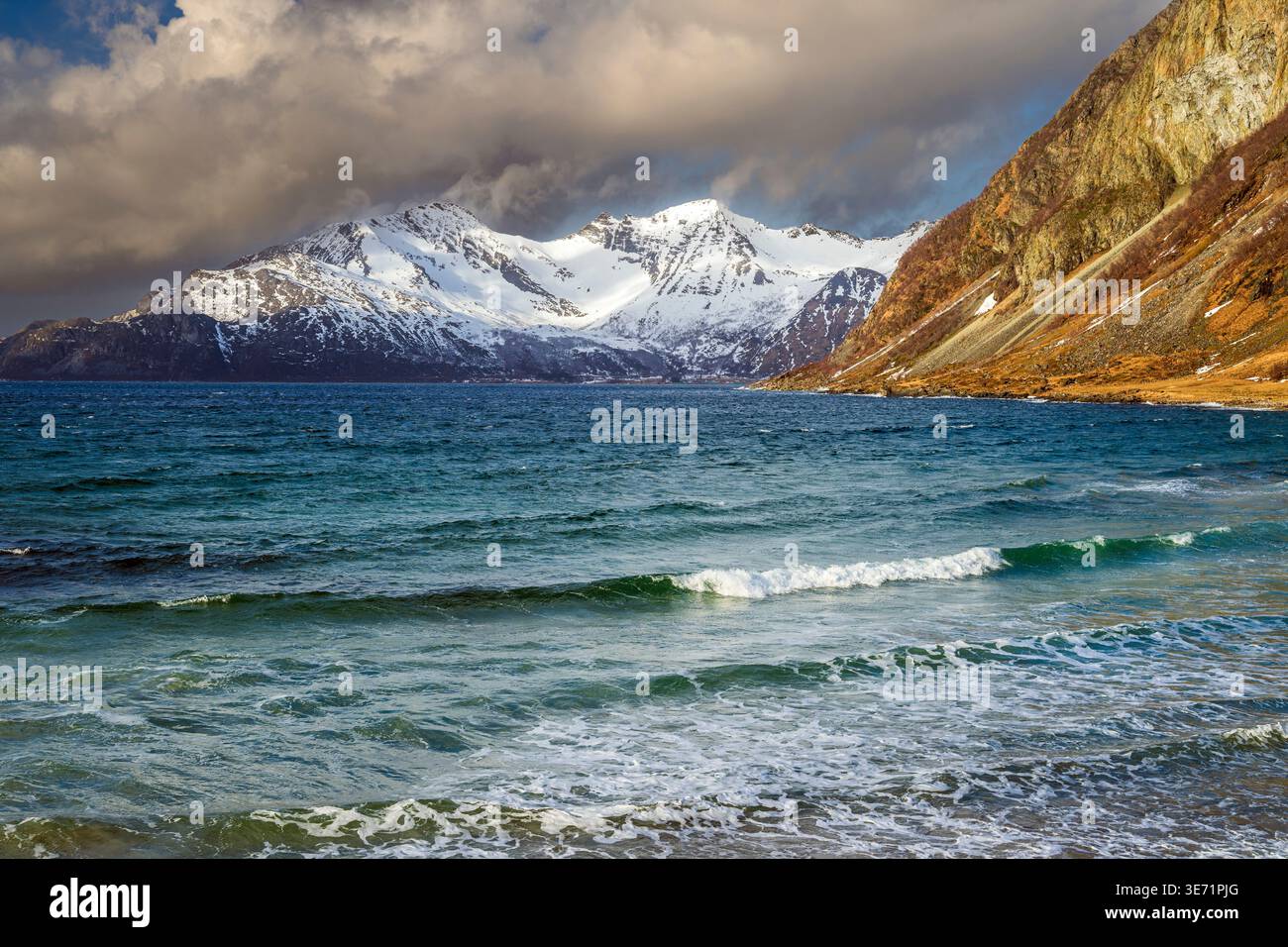 Grotfjord Beach, Kvaloya, Troms, Norvège Banque D'Images
