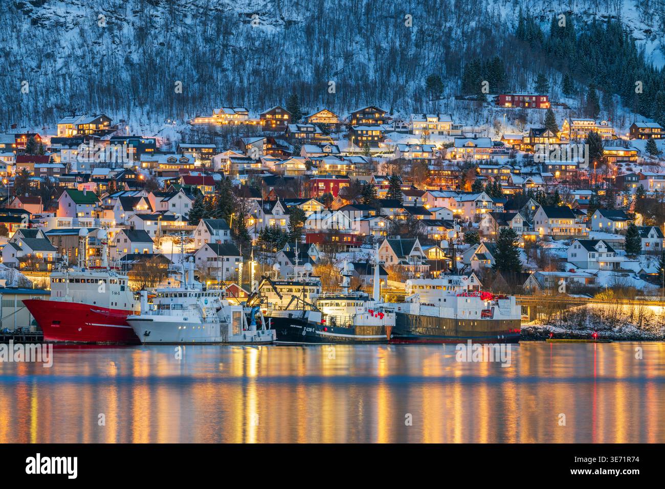 Vue hivernale de Tromso, Troms, Norvège Banque D'Images
